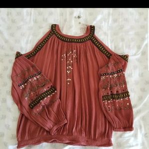 Free people nwt  embellished open shoulders  top